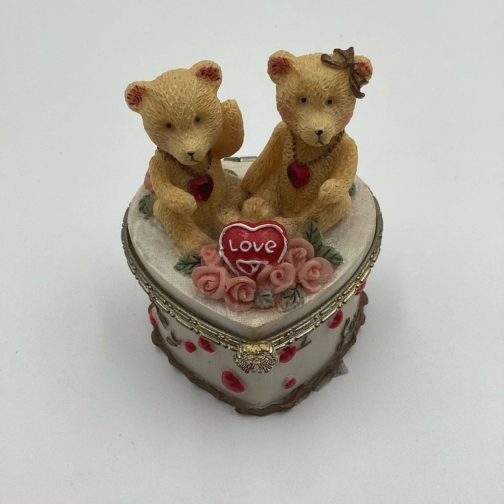 Amoré And More‎ Heart Trinket Box With Bears - Heart Shaped Box
